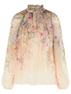Zimmermann 'rebellion' Viscose Cream Blouse In Pink