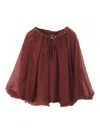 Zimmermann Blouse Aster With Ruffles And Beads In Red
