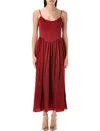 Zimmermann Structured Bodice Pleated Skirt Dress In Red