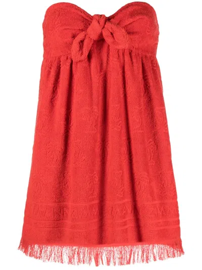 Zimmermann Red Cotton Towelling Mini Dress For Women