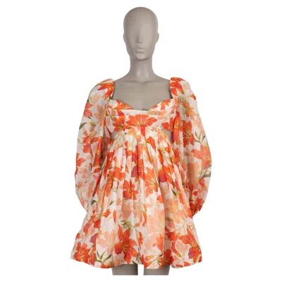 Pre-owned Zimmermann Red Lily Linen 2024 Tranquilty Barlette Mini Dress 0 Xs