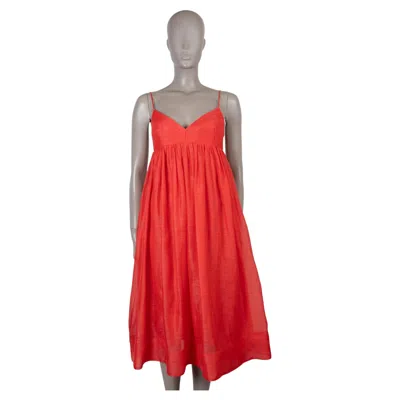 Pre-owned Zimmermann Red Linen & Silk Dancer Babydoll Midi Dress 0 Xs