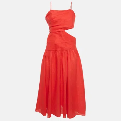 Zimmermann Red Linen Cut Out Midi Dress