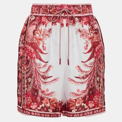 Pre-owned Zimmermann Red/white Printed Silk Shorts S
