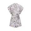 Zimmermann Floral Print Linen Playsuit With Belted Waist And Short Sleeves In White