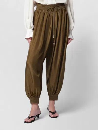 Zimmermann Relaxed Fit Pants Cuffed Ankles Pockets In Green