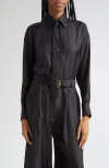 Zimmermann Relaxed Tie Silk Button-up Shirt In Black