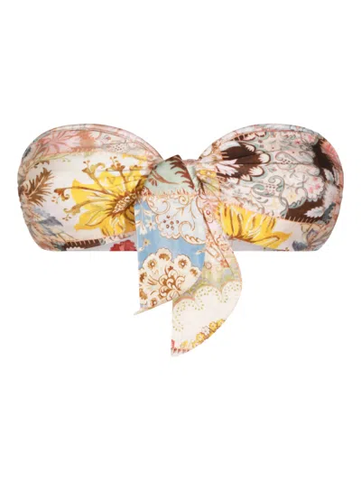 Zimmermann Removable Soft Cup Bikini Top With Knot Bust Detail In Azzurro