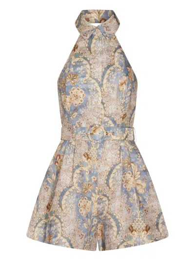 Zimmermann Removable Waist Belt Halterneck Dress Size 0 In Multi