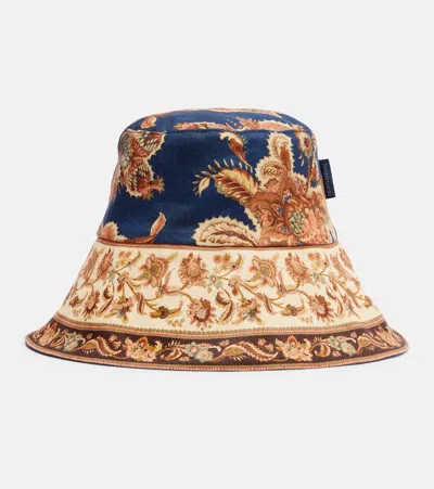 Zimmermann Reversible Printed Linen Bucket Hat In Multi