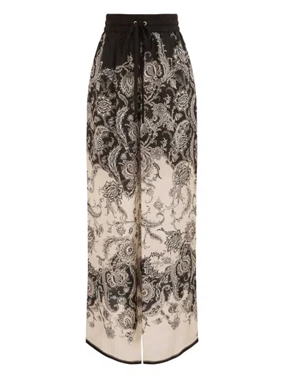 Zimmermann Pantalone Rhiannon In Seta Stampata  Donna In Black
