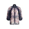 Zimmermann Rhiannon Billow Blue Blouse With High Neck And All-over Paisley Print In Ramie Woman In Blue