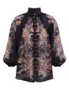 Zimmermann Rhiannon Billowed Ramie Shirt In Multi