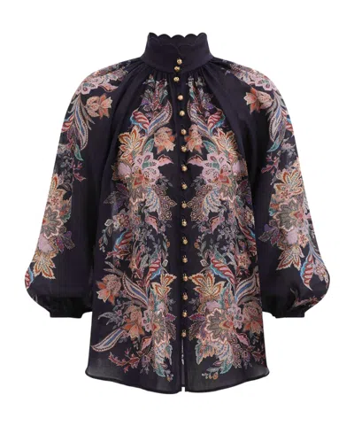 Zimmermann Rhiannon Billow Blouse In Black