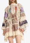 Zimmermann Rhiannon Printed Cotton Mini Dress In Multi
