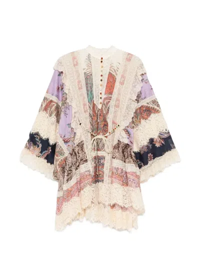 Zimmermann Rhiannon Billow Mini Dress In Neutrals