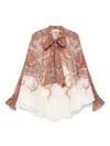 Zimmermann Rhiannon Multicolor Blouse With Tie Closure On The Front And Paisley Print In Ramie Woman In Multi