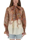 Zimmermann Rhiannon Multicolor Blouse With Tie Closure On The Front And Paisley Print In Ramie Woman In Multi