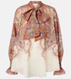 Zimmermann Rhiannon Tie-neck Ramie Shirt In Multi