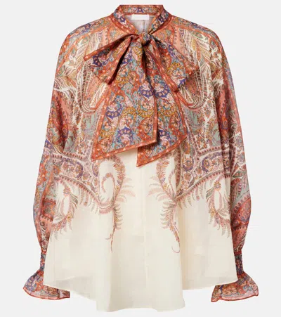 ZIMMERMANN RHIANNON BOW-DETAIL PAISLEY BLOUSE