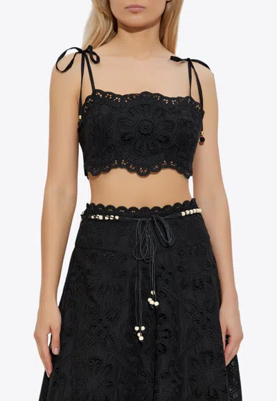 ZIMMERMANN RHIANNON BRODERIE ANGLAISE CROPPED TOP