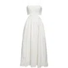 Zimmermann Rhiannon Corset Bodice Scallop Linen Midi Sundress In Ivory