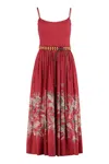 Zimmermann Rhiannon Cotton Corset Midi Dress In Red