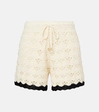 Zimmermann Rhiannon Crochet Cotton Shorts In Neutral