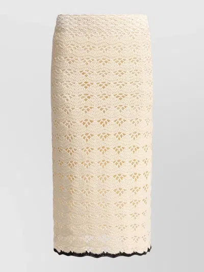 Zimmermann Rhiannon Crochet Midi Skirt Elastic Waistband In Neutral