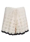 Zimmermann Rhiannon Crochet Short Cream/black In Yellow