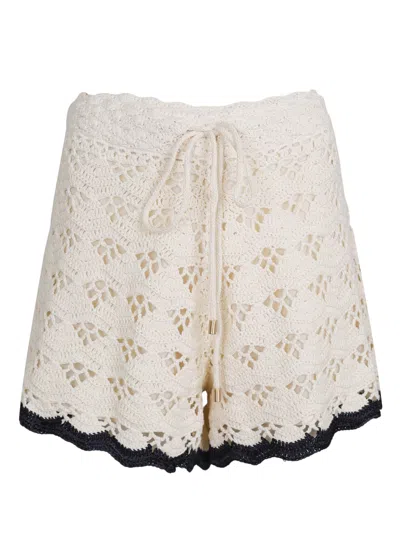 ZIMMERMANN RHIANNON CROCHET SHORT CREAM/BLACK