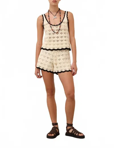 Zimmermann Rhiannon Crochet Short In Cream/ Black In Neutral