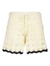 Zimmermann Rhiannon Crochet Short Cream/black In White