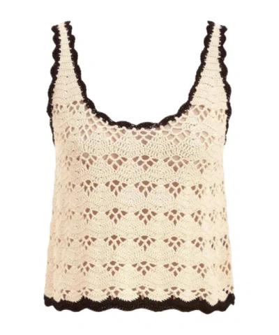Zimmermann Rhiannon Crochet Tank Cream/black In Neutral