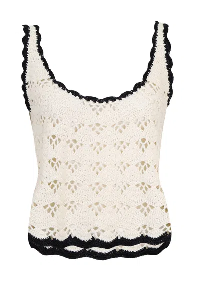 ZIMMERMANN RHIANNON CROCHET TANK CREAM/BLACK
