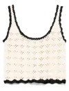 Zimmermann Rhiannon Crochet Tank Cream/black In Neutral
