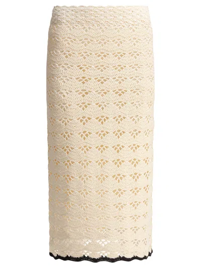 Zimmermann Rhiannon Crocheted Cotton Midi Skirt In Brown