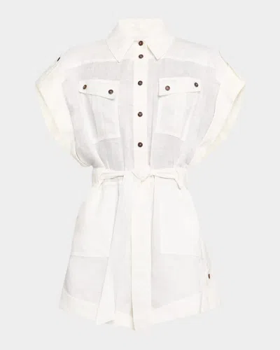 ZIMMERMANN RHIANNON CUFFED LINEN ROMPER