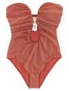 Zimmermann Rhiannon Deep Plunge One-piece Swimsuit In Brown