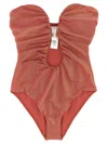 Zimmermann Rhiannon Deep Plunge One-piece Swimsuit In Brown