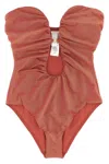 Zimmermann Rhiannon Deep Plunge One-piece Swimsuit In Orange