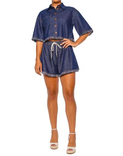 Zimmermann Rhiannon Denim Shirt In Atlantic In Blue