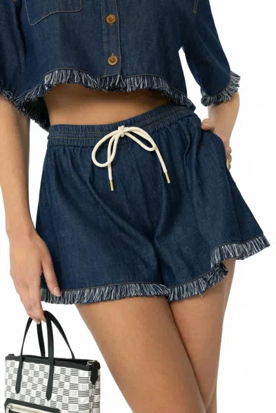 Zimmermann Rhiannon Denim Shorts In Atlantic In Blue