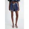 Zimmermann Rhiannon Drawstring Waist Fringe Hem Denim Shorts In Atlantic