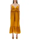 Zimmermann Rhiannon Tiered Ruffle Peplum Silk Maxi Dress In Brown