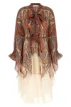 Zimmermann Paisley Ramie Rhiannon Midi Dress In Brown