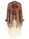 Zimmermann Layered Multicolour Dress With Paisley Patterns In Brown