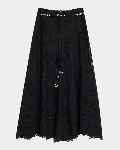 ZIMMERMANN RHIANNON EMBROIDERED BELTED SKIRT