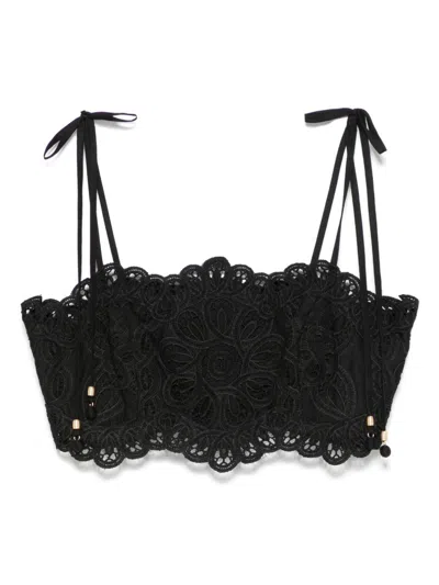 Zimmermann Rhiannon Embroidered Corset In Black