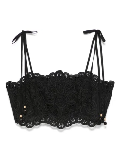 Zimmermann Rhiannon Embroidered Corset In Black